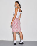 Image of Rujina Midi Skirt in Ditsy Floral Blush Red