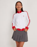 Image of Makira Zip Up Jacket in White with Red Double Stripe