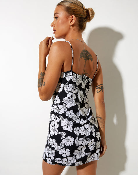 Image of Mala Slip Dress in Vacation Black and White