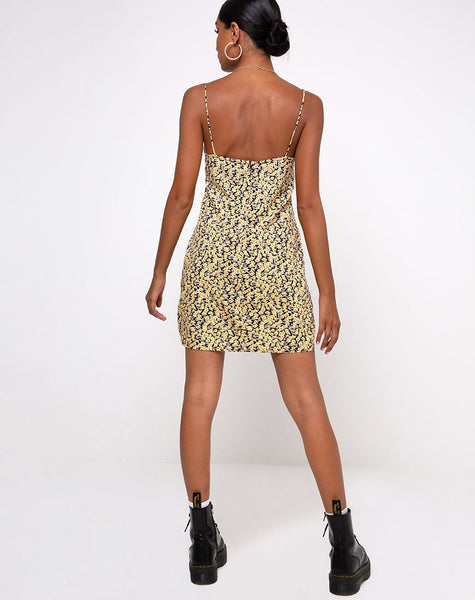 Mala Slip Dress in Mini Bloom Yellow