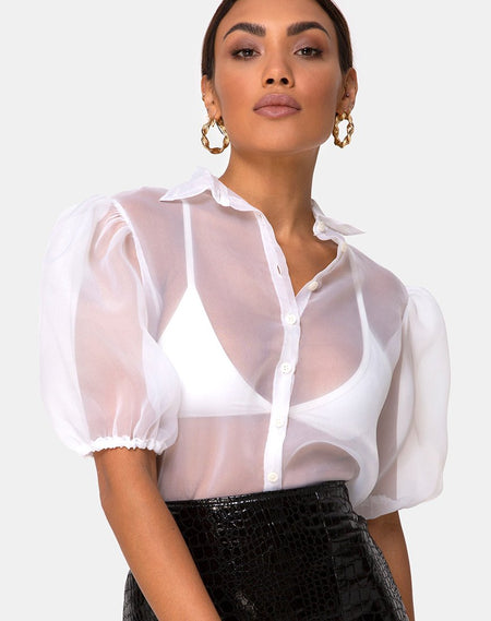 Frantic Longsleeve Blouse in Satin Ivory