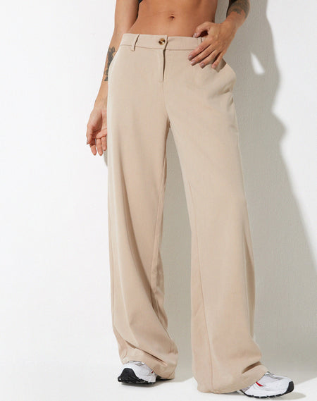 Albus Trouser in Ecru Brown Stitch