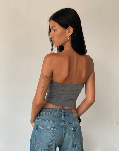 image of Manaf Belt Detail Corset Top in Tailoring Charcoal