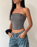 image of Manaf Belt Detail Corset Top in Tailoring Charcoal