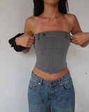 image of Manaf Belt Detail Corset Top in Tailoring Charcoal