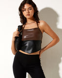 Manipa Crop Top in PU Bitter Chocolate