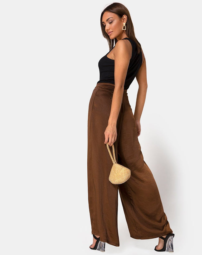 Mara Trouser in Satin Brown