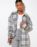 Marcel Shirt in Big Check White Blue Tan