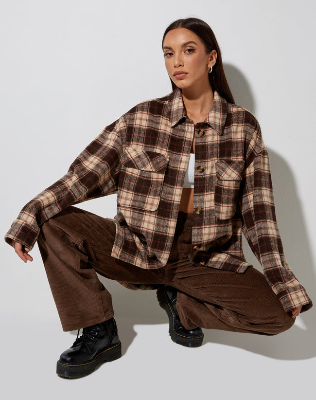 Image of Marcella Shirt in Brown and Cream Check