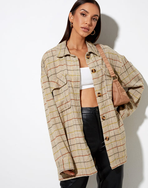 Image of Marcella Shirt in Check Brown Yellow Green