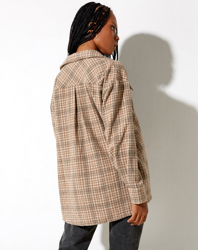 Image of Marcella Shirt in Grey Tan Brown