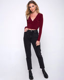 Marche Wrap Top in Burgundy