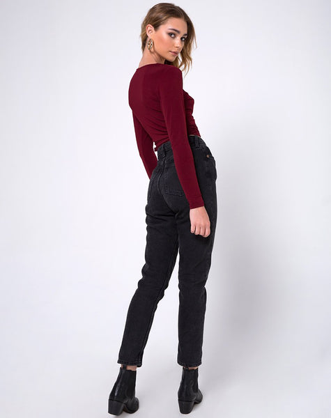 Marche Wrap Top in Burgundy