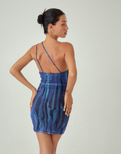 image of MOTEL X JACQUIE Marda Mini Dress in Colour Bleed Blue