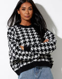 Image of Margo Jumper in Knit Houndstooth Black and Ivory