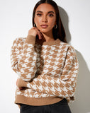 Image of Margo Jumper in Knit Houndstooth Brown