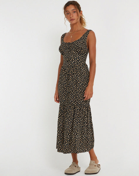 image of Marisol Maxi Dress in Ditsy Floral Bronze