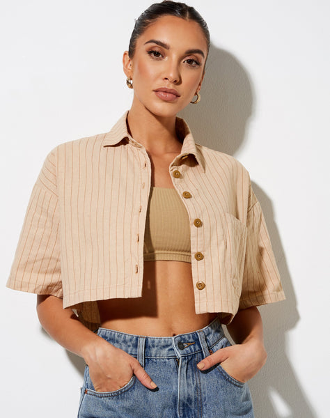 Marka Crop Top in Pencil Stripe