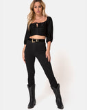 Marla Top in Satin Cheetah Black