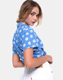 Marleigh crop Top in Daisy Stamp Sky Blue