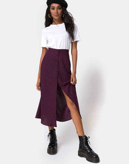 Saika Skirt in Plaid Brown Yellow Check