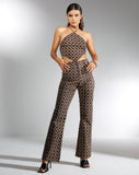 Image of MOTEL X IRIS Zoven Flare Trouser in Chain Tangle Dark Brown