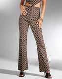 Image of MOTEL X IRIS Zoven Flare Trouser in Chain Tangle Dark Brown