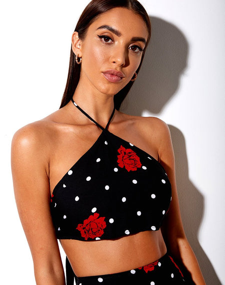 Lean Crop Top in Black Cherry Embro