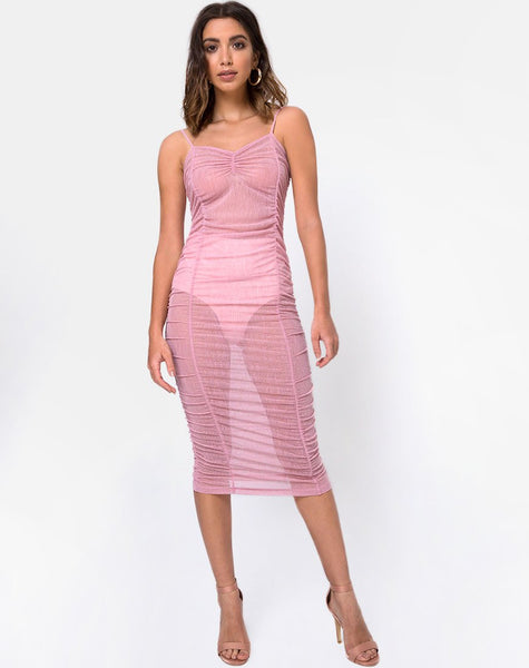 Mauna Bodycon Dress in Sheer Knit Blush