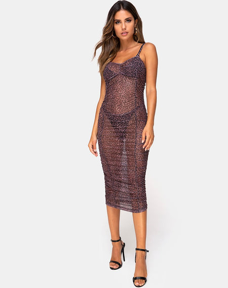 Batis Maxi Dress in Crystal Net Black