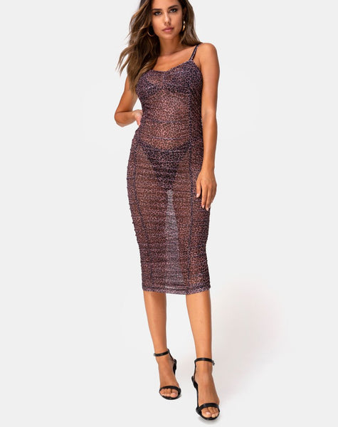 Mauna Maxi Dress in Rar Leopard Mesh