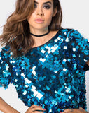 Mausi Dress in Square Sequin Teal