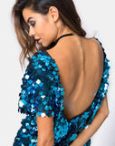 Mausi Dress in Square Sequin Teal