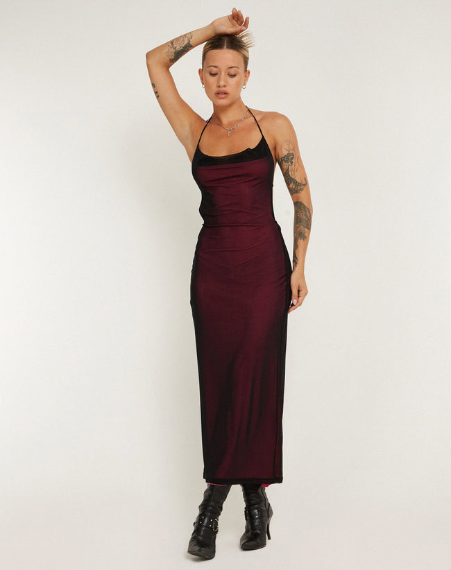 image of MAYRA DRESS BLACK MAGENTA LINING