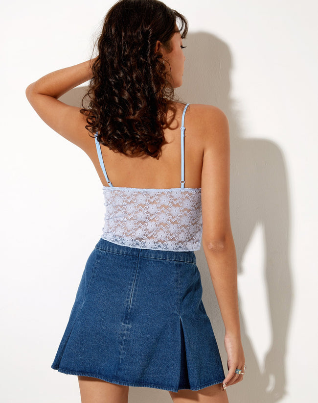 Mayrinda Crop Top in Lace Powder Blue