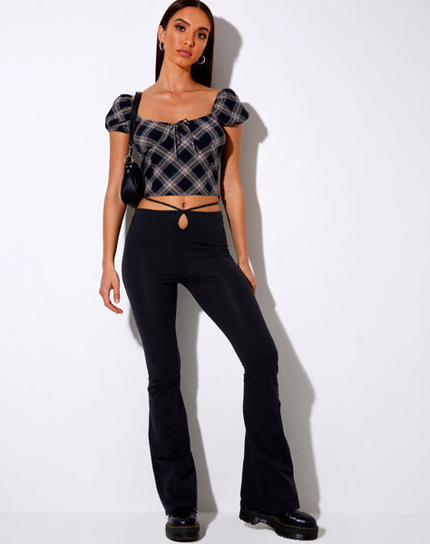 Mazu Top in 20's Check Black and Grey