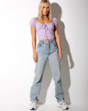 Mazu Top in Ditsy Rose Lilac