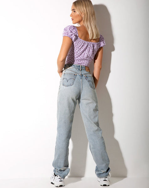 Mazu Top in Ditsy Rose Lilac