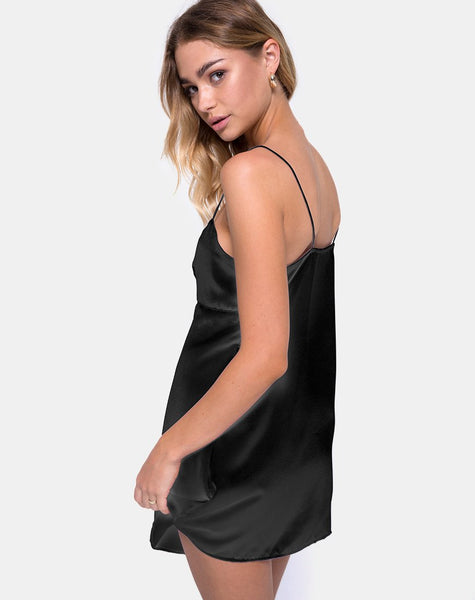 Medina Slip Dress in Satin Max Zara Black