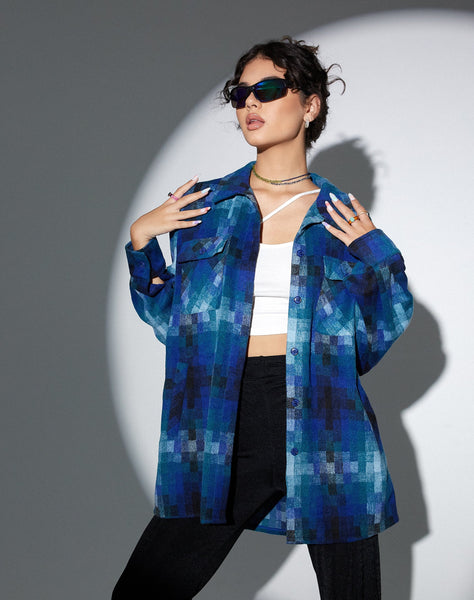 Image of MOTEL X OLIVIA NEILL Medita Shirt in Check Blue