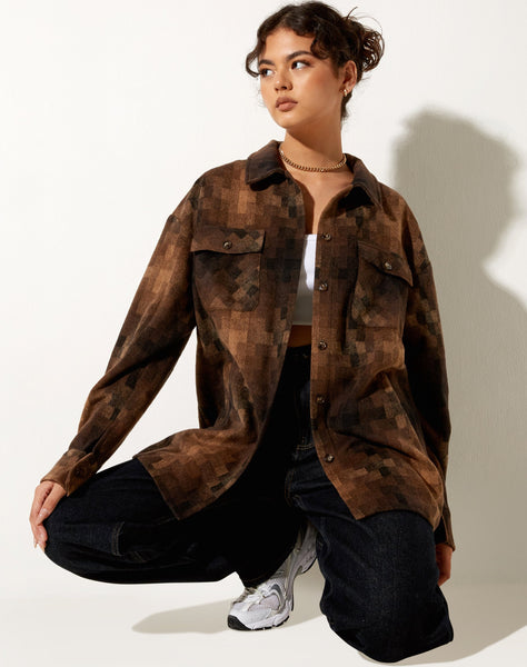 Image of Medita Shirt in Check Brown