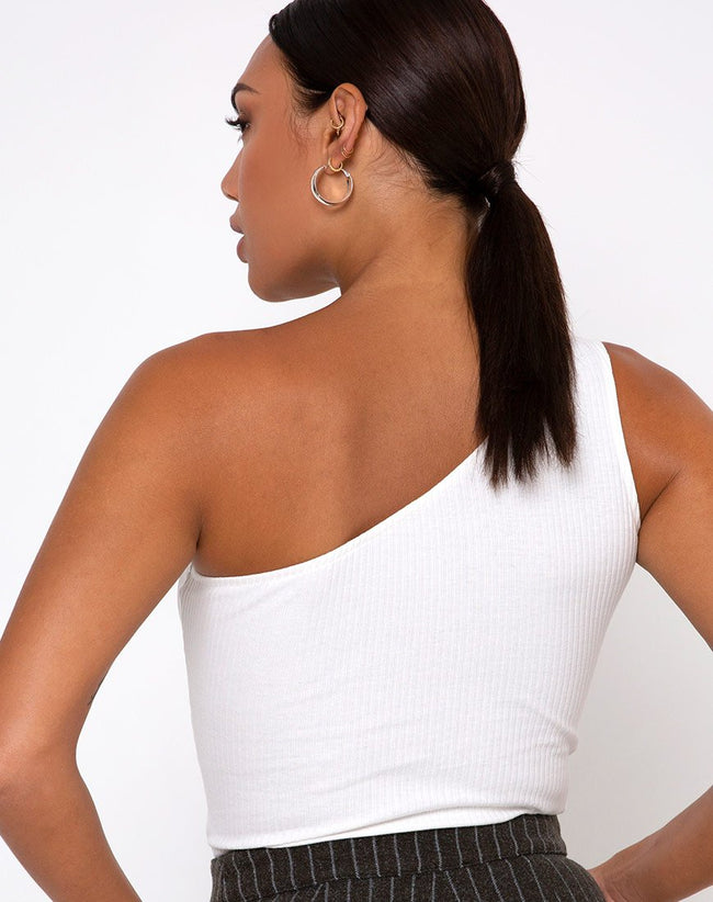 Medi One Shoulder Top in Ivory