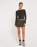 Image of Megun Long Sleeve Top in Gunmetal with Grey Top Stitch