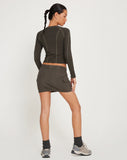 Image of Megun Long Sleeve Top in Gunmetal with Grey Top Stitch