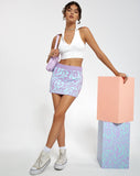 Image of Motel X Barbara Kristoffersen Hira Mini Skirt in Knit Jagged Swirl Lavender and Mint