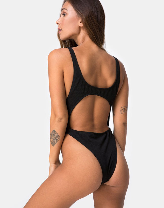 Mejia Swimsuit in Rib Black