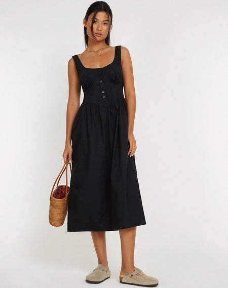 Daichi Midi Dress in Parachute Black