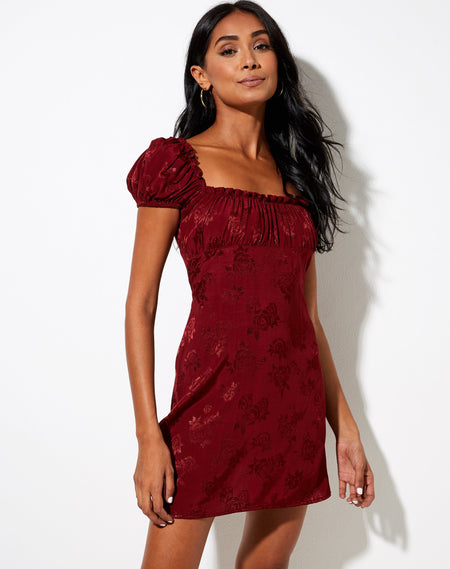 Jamil Mini Dress in Rough Rose Burgundy