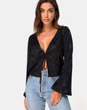 Merida Top in Satin Rose Black