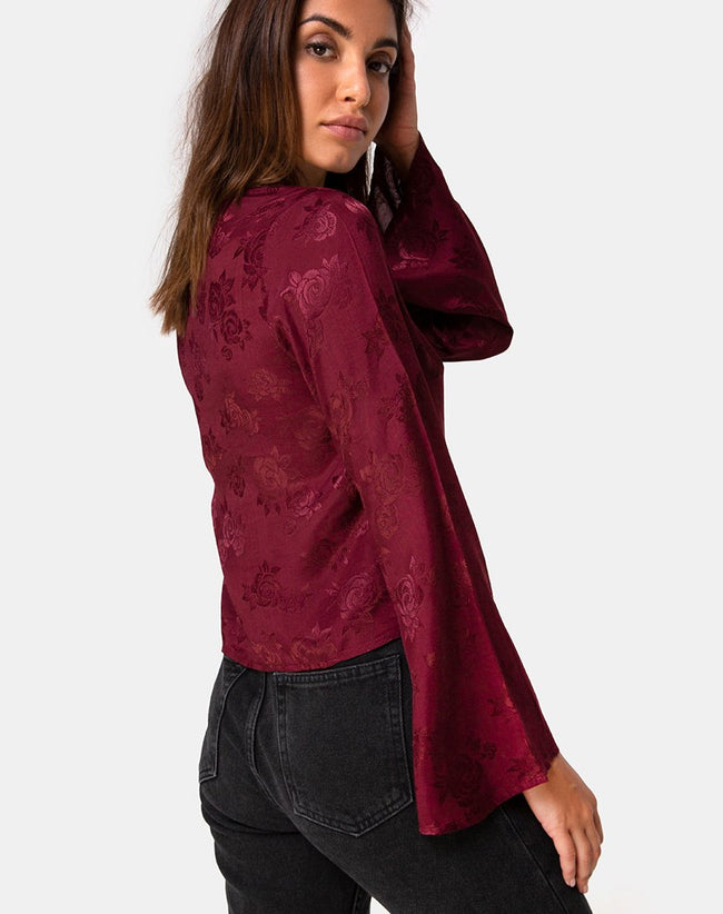 Merida Top in Satin Rose Burgundy